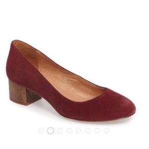 Madewell Ella Suede Block Heel Burgundy Pumps